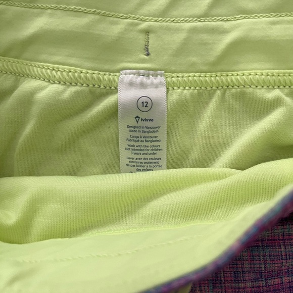 Ivivva lululemon girls pink green purple shorts with lining size 12 - Picture 2 of 5